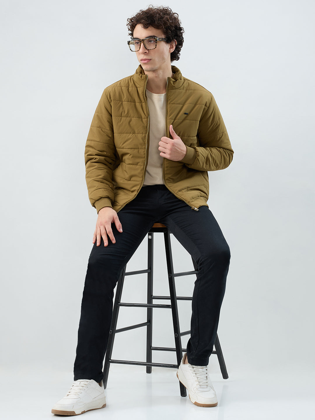 Parx Men Khaki Solid Casual Jacket