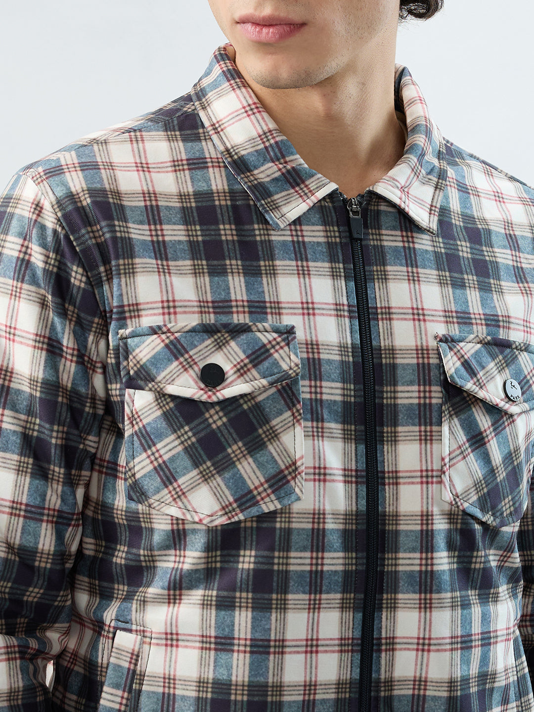 Parx Men White Checks Casual Jacket
