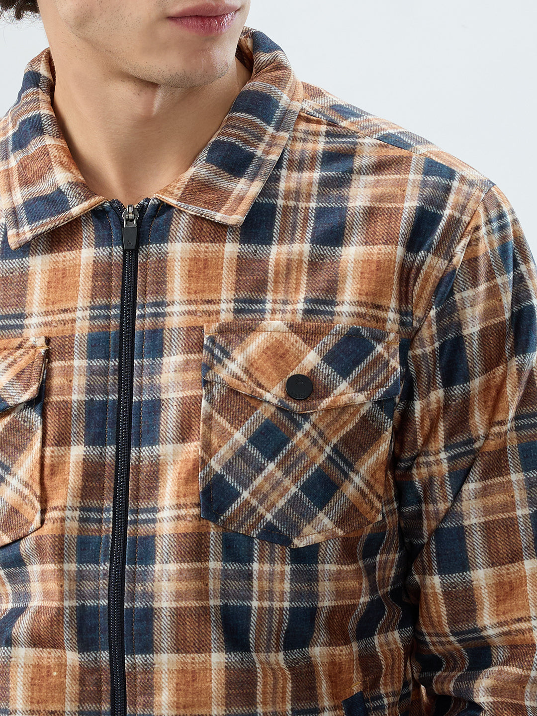 Parx Men Yellow Checks Casual Jacket