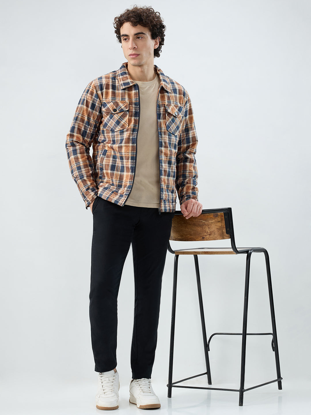 Parx Men Yellow Checks Casual Jacket