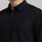 Parx Men Black Solid Slim Fit Full Sleeve Semi Cut Away Collar Shirt