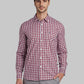 Parx Red Checks Slim Fit Cotton Casual Shirt