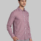 Parx Red Checks Slim Fit Cotton Casual Shirt