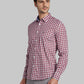 Parx Red Checks Slim Fit Cotton Casual Shirt