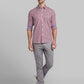 Parx Red Checks Slim Fit Cotton Casual Shirt