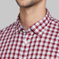 Parx Red Checks Slim Fit Cotton Casual Shirt