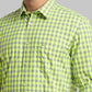 Parx Men Yellow Checkered Slim Fit Full Sleeve Semi Cut Away Collar Shirt