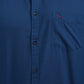 Parx Blue Solid Slim Fit Cotton Blend Casual Shirt