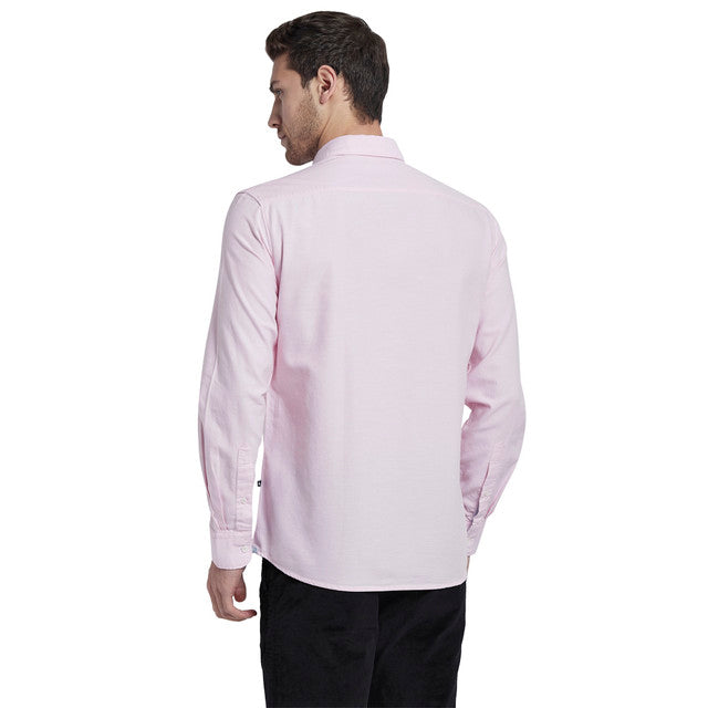 Parx Pink Solid Slim Fit Cotton Casual Shirt