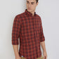 Men Red Slim Fit Checks Cotton Full Sleeve Shirts