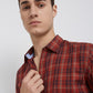 Men Red Slim Fit Checks Cotton Full Sleeve Shirts