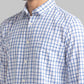 Parx Men Blue Checkered Slim Fit Full Sleeve Semi Cut Away Collar Shirt