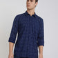 Men Blue Slim Fit Print Bamboo Microfiber Blend Full Sleeve Shirts