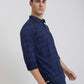 Men Blue Slim Fit Print Bamboo Microfiber Blend Full Sleeve Shirts