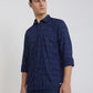 Men Blue Slim Fit Print Bamboo Microfiber Blend Full Sleeve Shirts