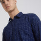 Men Blue Slim Fit Print Bamboo Microfiber Blend Full Sleeve Shirts