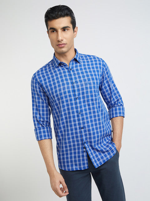 Men Slim Fit Dark Blue Shirt