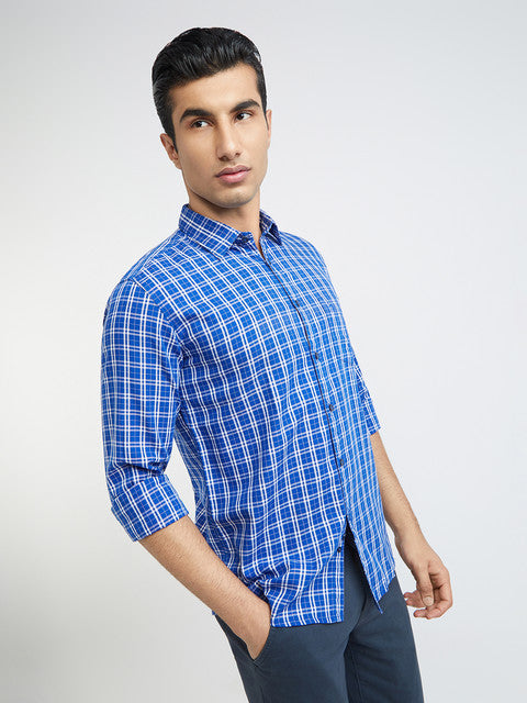 Men Slim Fit Dark Blue Shirt