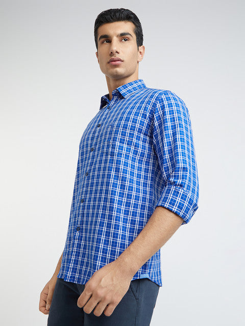 Men Slim Fit Dark Blue Shirt