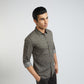 Men Green Slim Fit Print Cotton Full Sleeve Shirts