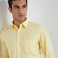 Men Yellow Slim Fit Solid Cotton Full Sleeve Shirts