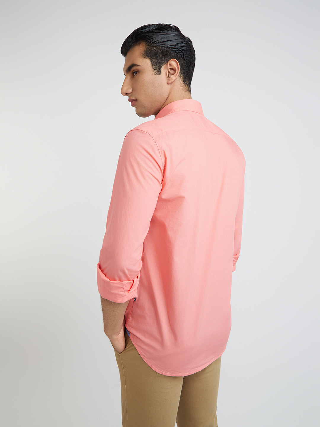 Men Red Slim Fit Solid Cotton Full Sleeve Shirts