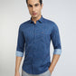 Men Blue Slim Fit Print Cotton Full Sleeve Shirts