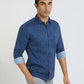 Men Blue Slim Fit Print Cotton Full Sleeve Shirts