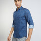 Men Blue Slim Fit Print Cotton Full Sleeve Shirts