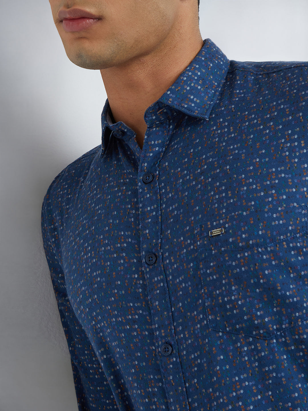 Men Blue Slim Fit Print Cotton Full Sleeve Shirts