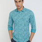 Men Blue Slim Fit Print Cotton Full Sleeve Shirts