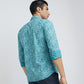 Men Blue Slim Fit Print Cotton Full Sleeve Shirts