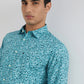 Men Blue Slim Fit Print Cotton Full Sleeve Shirts