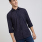 Parx Men Blue Printed Slim Fit Cotton Casual Shirt