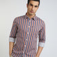 Men Brown Slim Fit Print Cotton Full Sleeve Shirts