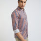 Men Brown Slim Fit Print Cotton Full Sleeve Shirts