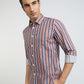 Men Brown Slim Fit Print Cotton Full Sleeve Shirts