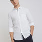 Men White Slim Fit Solid Cotton Blend Full Sleeve Shirts