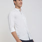 Men White Slim Fit Solid Cotton Blend Full Sleeve Shirts