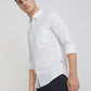 Men White Slim Fit Solid Cotton Blend Full Sleeve Shirts