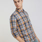 Men Yellow Slim Fit Checks Cotton Full Sleeve Shirts