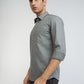 Men Grey Slim Fit Print Cotton Full Sleeve Shirts