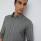 Men Grey Slim Fit Print Cotton Full Sleeve Shirts