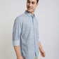 Men Blue Slim Fit Print Cotton Full Sleeve Shirts