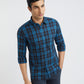 Men Blue Slim Fit Checks Cotton Full Sleeve Shirts