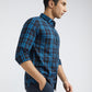 Men Blue Slim Fit Checks Cotton Full Sleeve Shirts