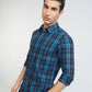 Men Blue Slim Fit Checks Cotton Full Sleeve Shirts