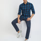 Men Blue Slim Fit Checks Cotton Full Sleeve Shirts