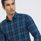 Men Blue Slim Fit Checks Cotton Full Sleeve Shirts