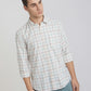 Men White Slim Fit Checks Cotton Full Sleeve Shirts